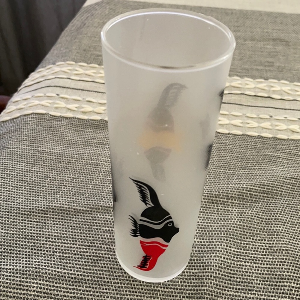 Tall vintage fish glass